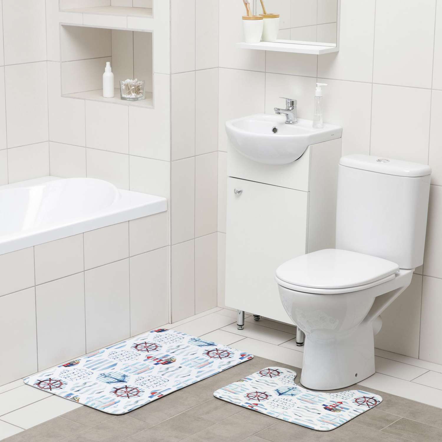 Набор ковриков Доляна для ванной и туалета «Морской» 2 шт: 50×80 40×50 см - фото 2