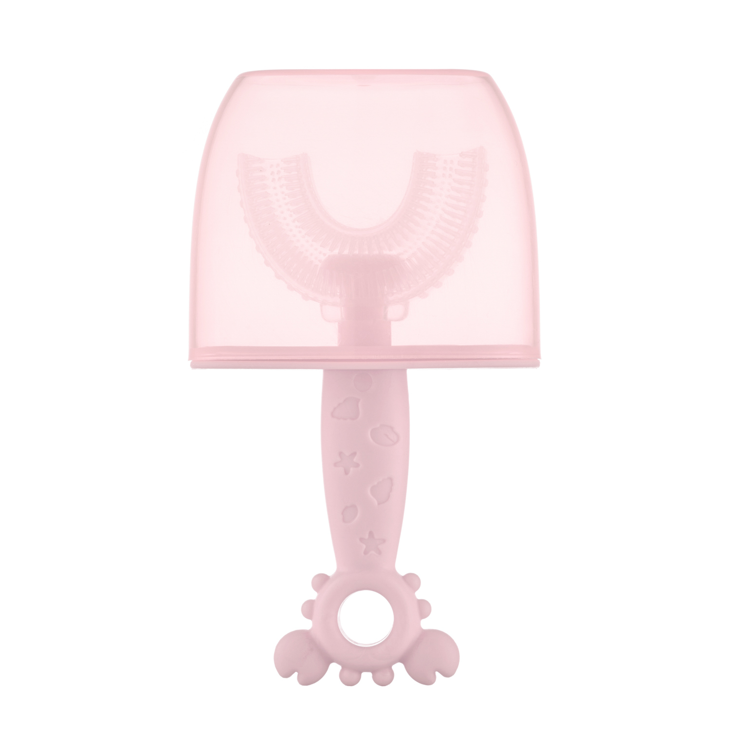 Зубная детская щетка Крабик ROXY-KIDS U-образная силиконовая с ограничителем цвет розовый - фото 2