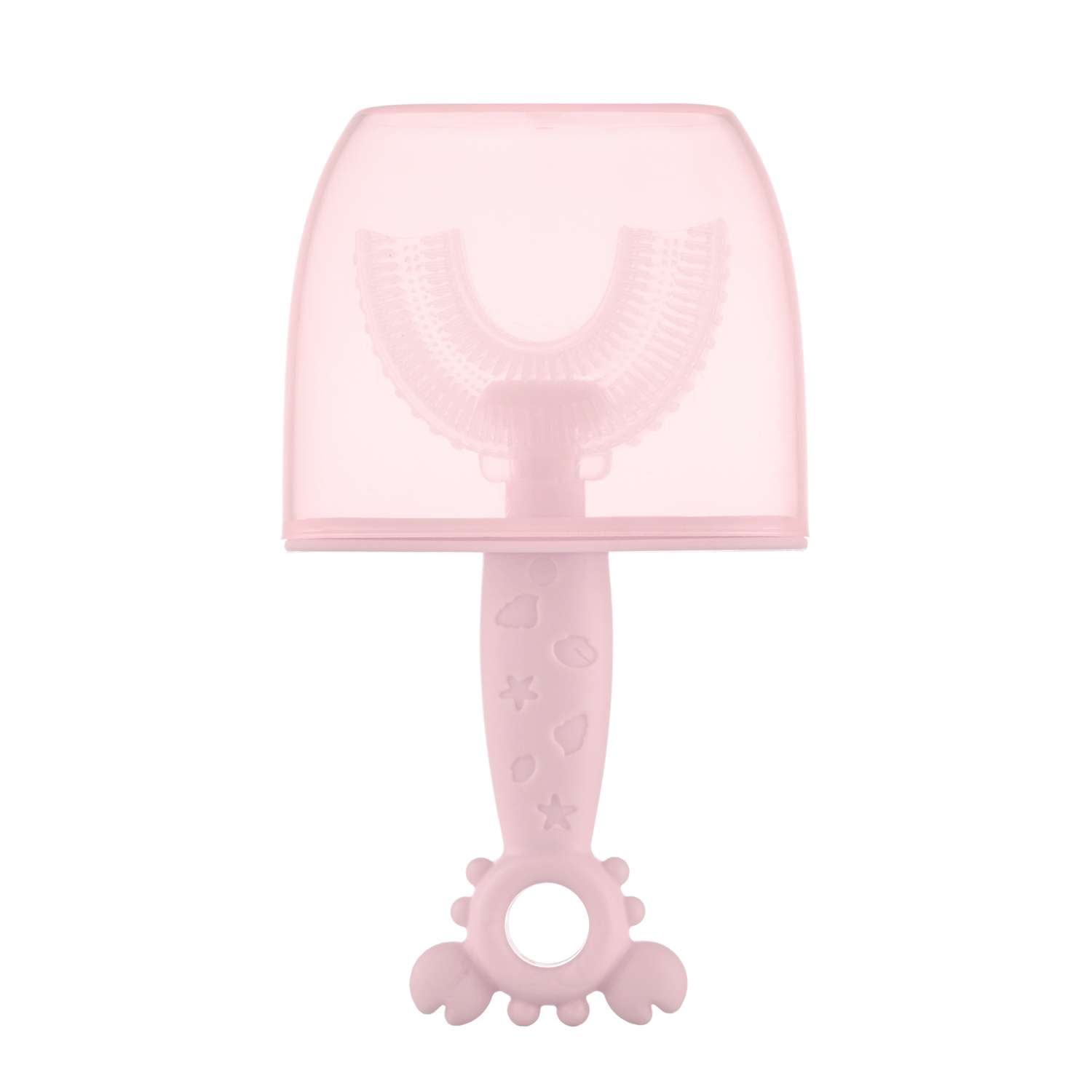 Зубная детская щетка Крабик ROXY-KIDS U-образная силиконовая с ограничителем цвет розовый - фото 2