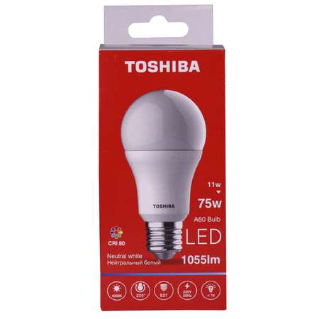 Лампа светодиодная Toshiba 11 Вт Е27 75W груша A60 4000 K нейтральный свет 220В матовая