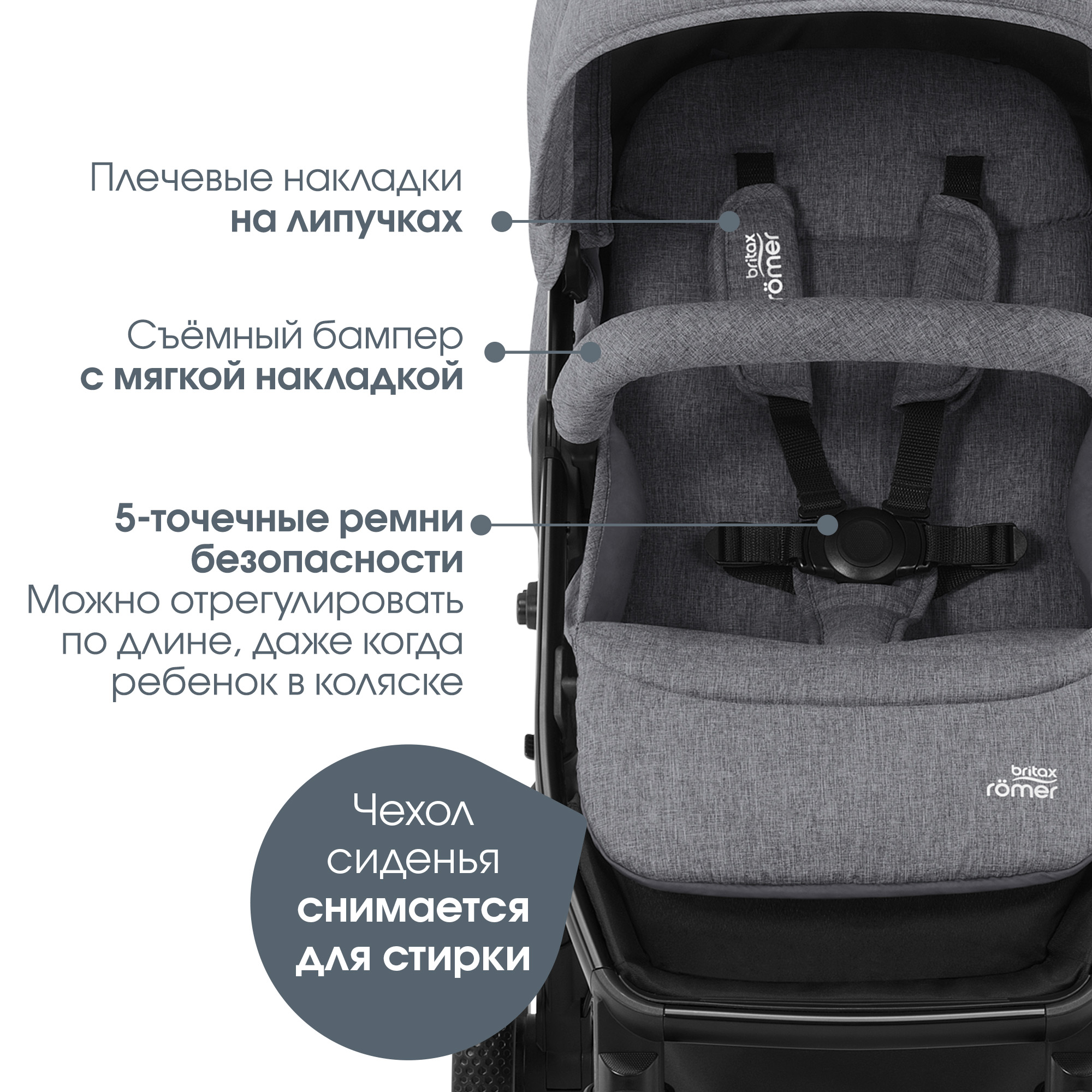 Коляска Britax Roemer B-Agile M Elephant grey - фото 5