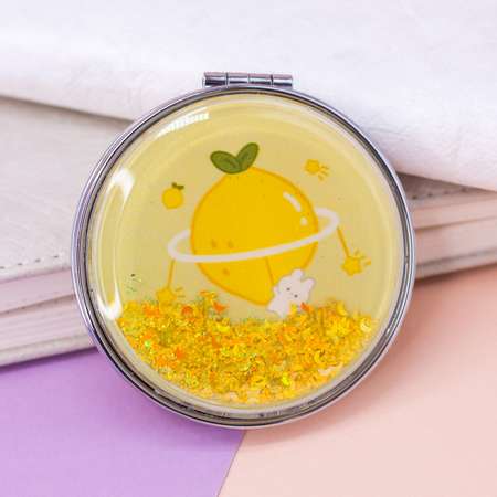 Зеркало карманное iLikeGift Fuit lemon yellow с увеличением