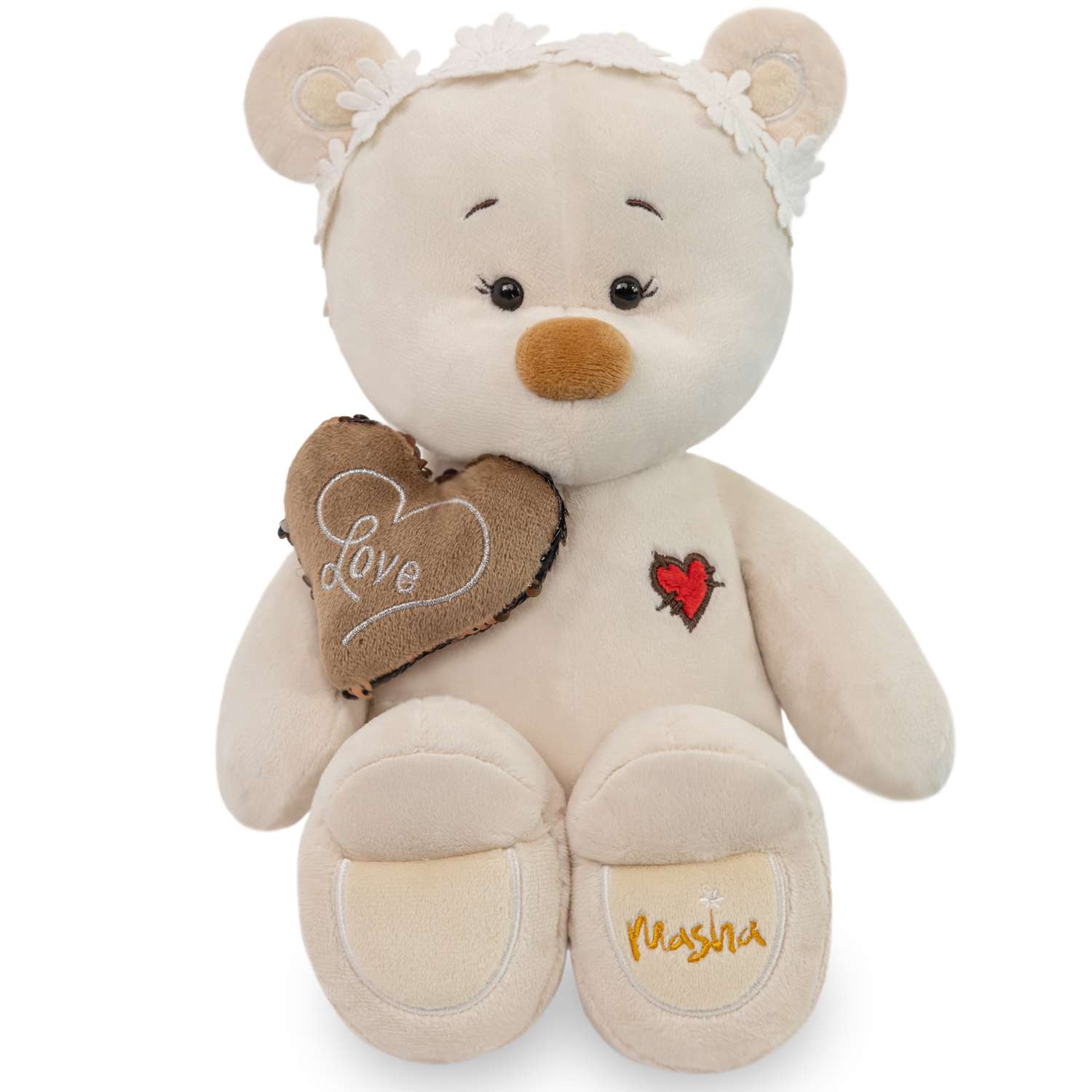 Мягкая игрушка KULT of toys Плюшевый медведь Masha в подарочной с сердцем 30см - фото 1