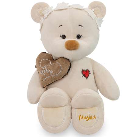 Мягкая игрушка KULT of toys Плюшевый медведь Masha в подарочной с сердцем 30см
