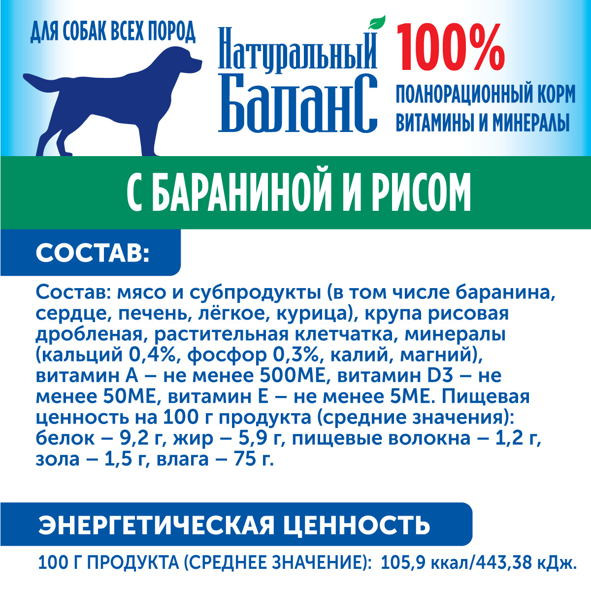 Влажный корм для собак Натуральный Баланс 1.07 кг (полнорационный) - фото 3