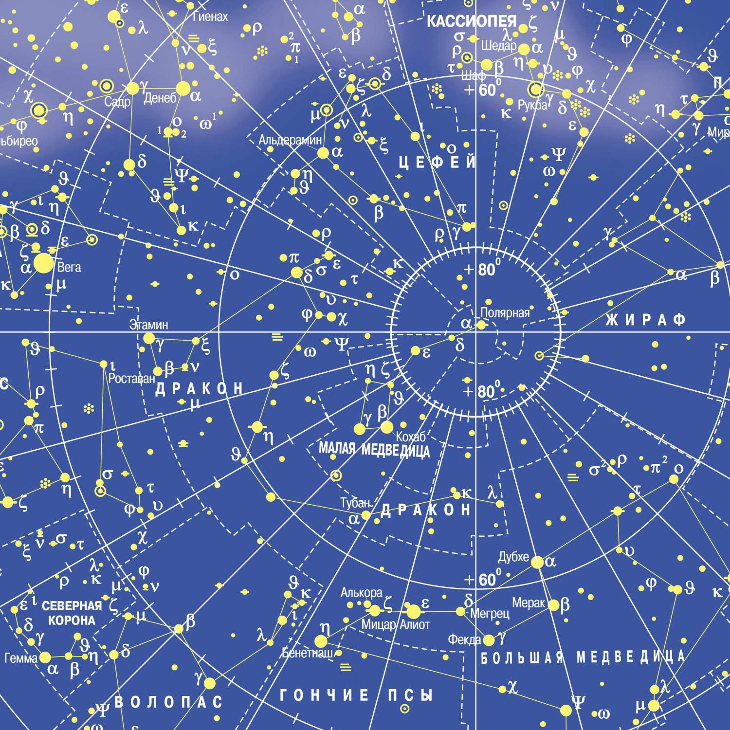 Карта РУЗ Ко Звездное небо. Настенная на картоне с ламинацией. - фото 2