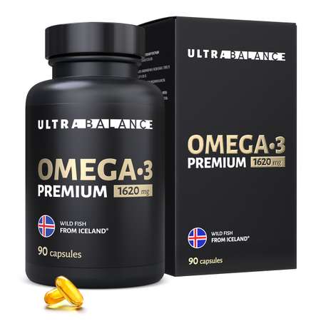 Омега 3 премиум рыбий жир UltraBalance бад витамины для взрослых мужчин беременных кормящих женщин комплекс ПНЖК 90 капсул