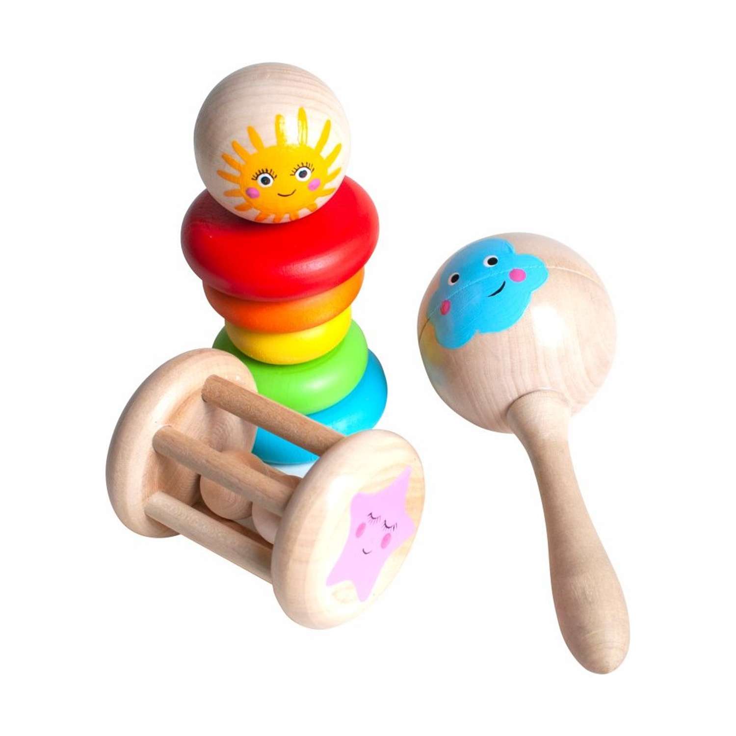 Набор погремушек Ulanik Моё Солнышко игрушки для самых маленьких 3 шт - фото 1