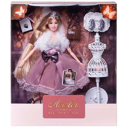 Кукла ABTOYS Королевский прием с диадемой в платье с меховой накидкой светлые волосы 30см