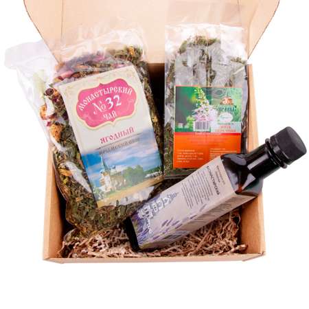 Подарочный набор Монастырские травы Сироп лаванда+чай ягодный+монотрава мята перечная