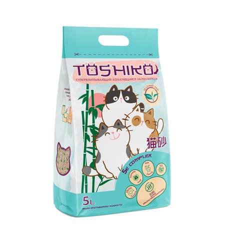 Наполнитель для кошек Toshiko Зеленый чай комкующийся древесный 5л