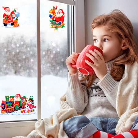 Наклейки Sima-Land на окна «Новогодние» Дед Мороз поезд 41 х 29 см