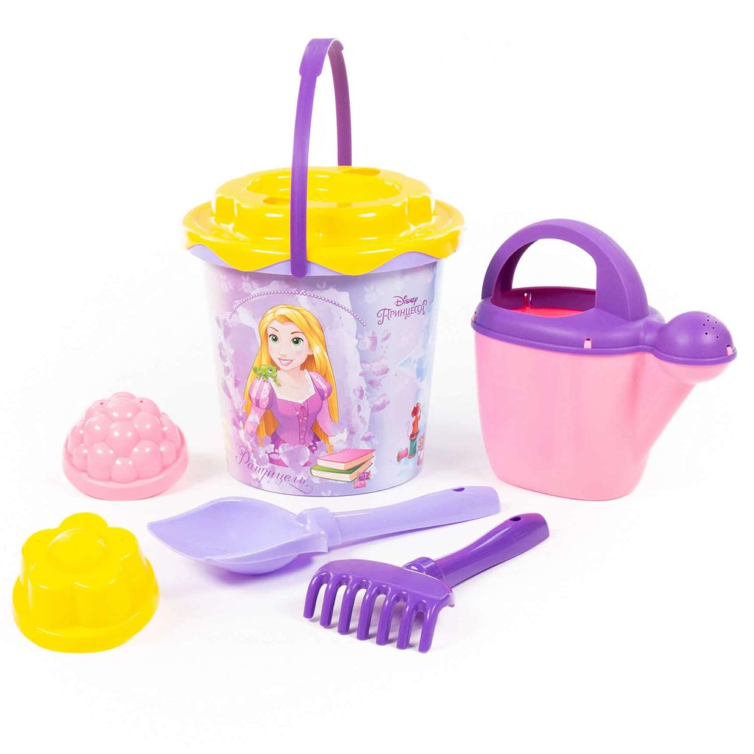 Набор для песочницы Полесье с ведерком и лейкой Принцессы Disney 4 предмета фиолетовый - фото 2