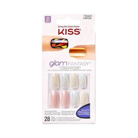 Накладные ногти Kiss с клеем Розовый кварц короткой длины 28шт. KGF09C