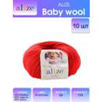 Пряжа для вязания Alize baby wool бамбук шерсть акрил мягкая 50 гр 175 м 56 красный 10 мотков