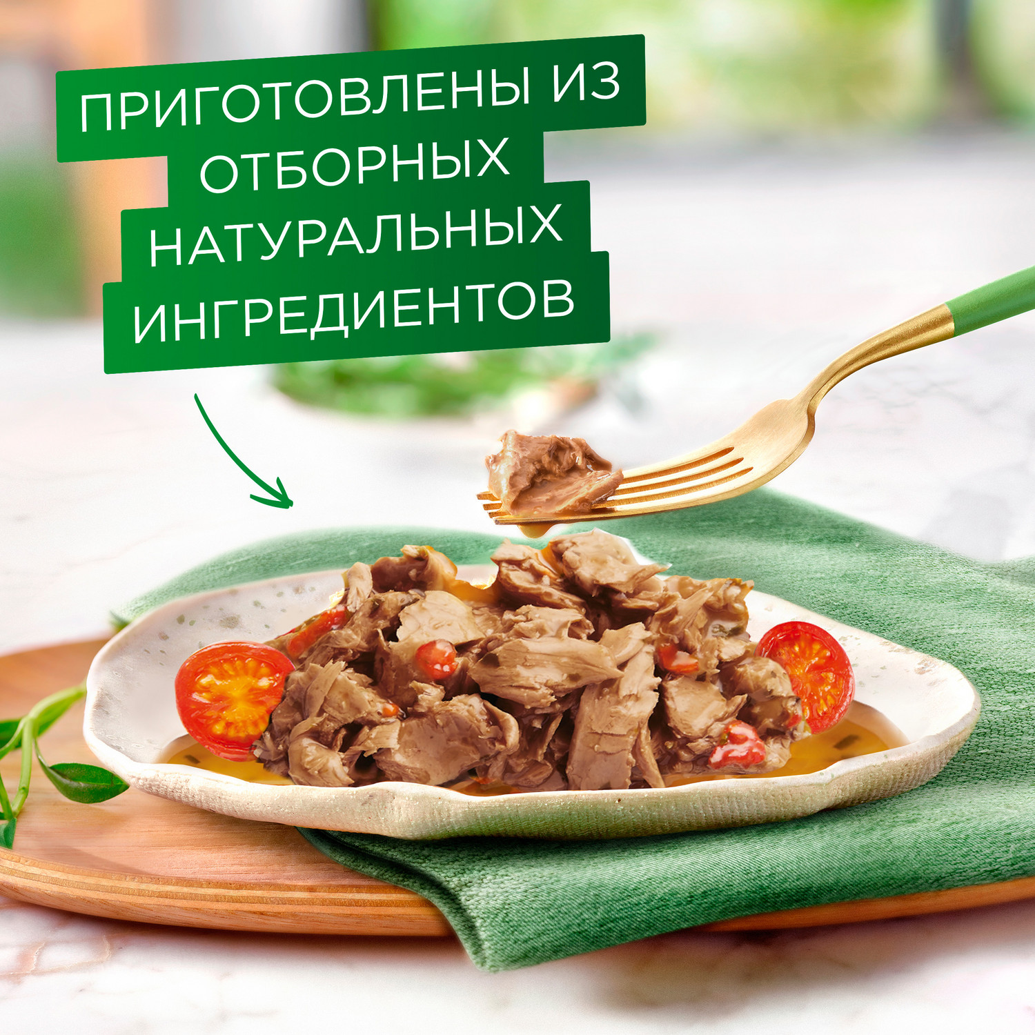 Корм влажный Gourmet Натуральные рецепты для кошек тушеная говядина с томатами 75 г