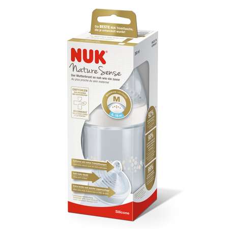 Бутылочка Nuk Nature Sense 260мл с 6месяцев Белая