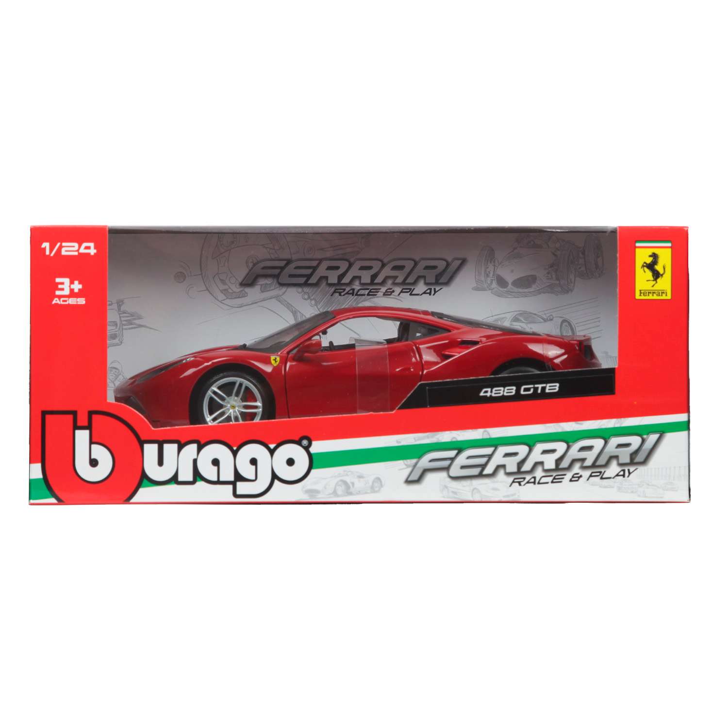 Машина BBurago 1:24 Ferrari 488 GTB Красная 18-26013 18-26013 - фото 2