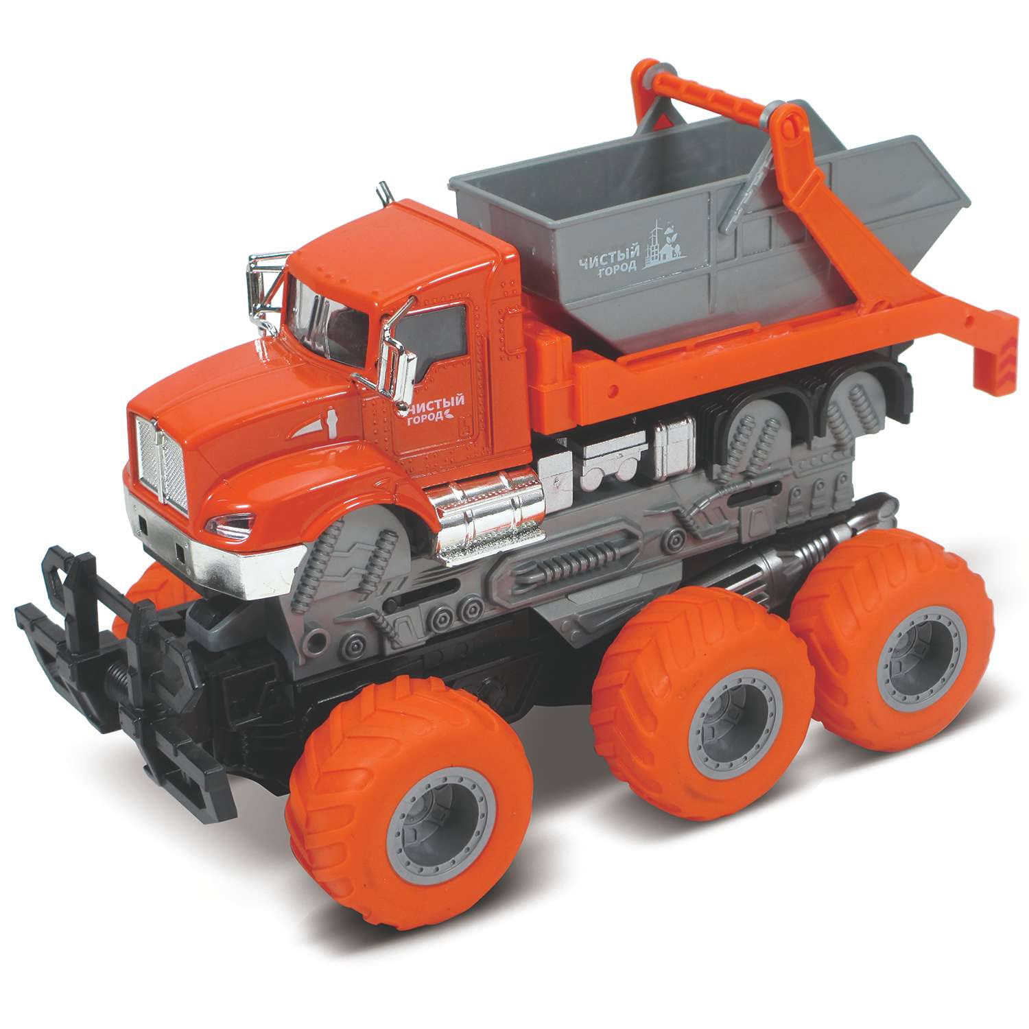 Мусоровоз Funky Toys 1:43 фрикционный оранжевый FT61089 - фото 1