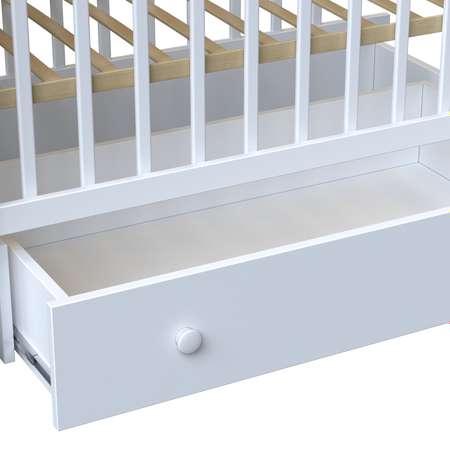 Детская кроватка ВДК Bianca колесо-качалка с ящиком прямоугольная, без маятника (белый)