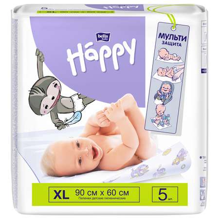 Пеленки гигиенические Bella baby Happy 90*60см 5шт