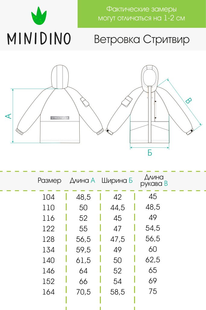 Ветровка MINIDINO В-ВЕТ-005Ветровка Стритвир мох - фото 11