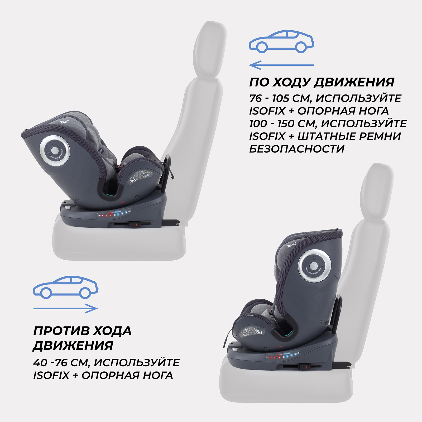 Автокресло Rant TP01 MultiFix Grey 40-150см - фото 6