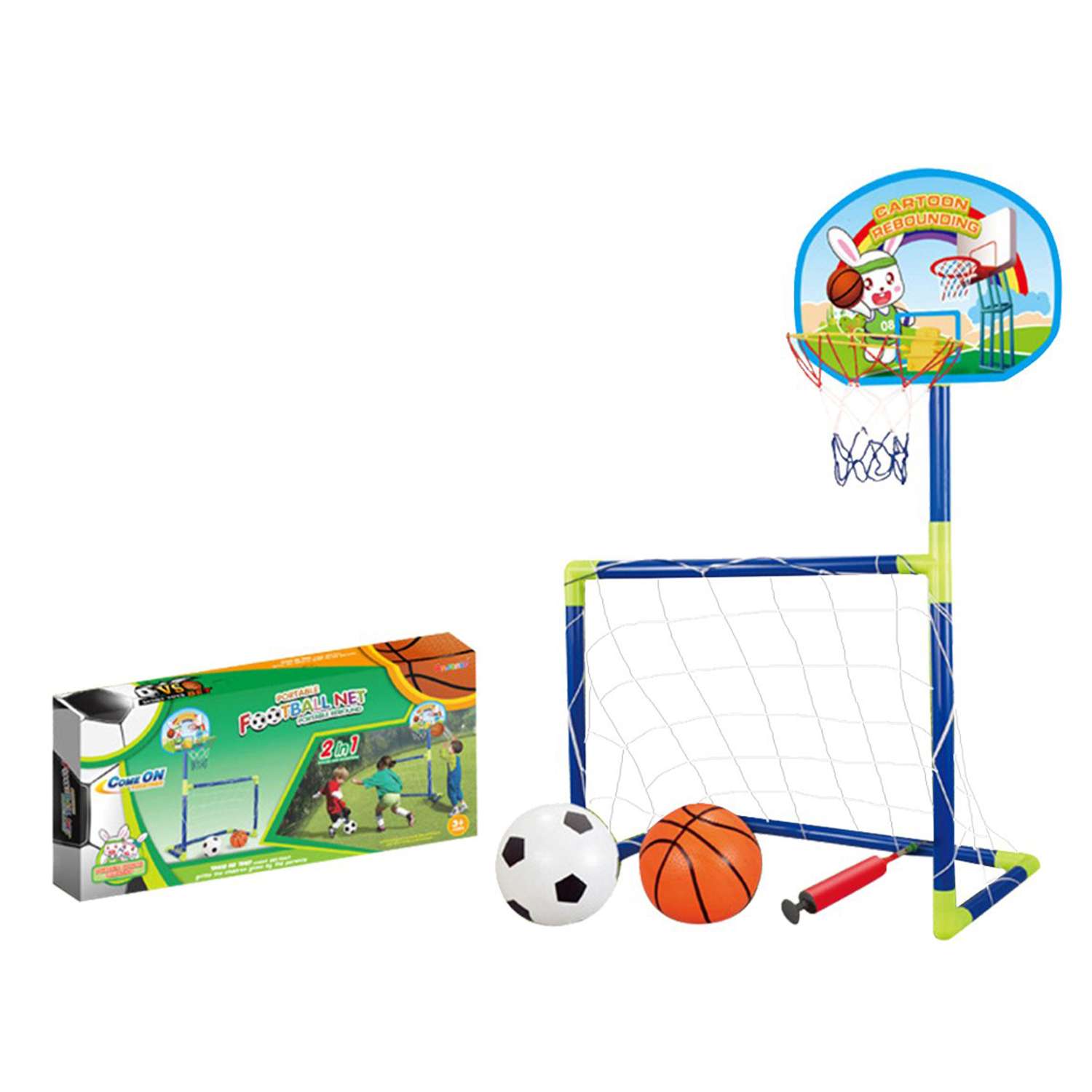 Игровой набор 2 в 1 SHARKTOYS с футбольными воротами и баскетбольным кольцом - фото 1