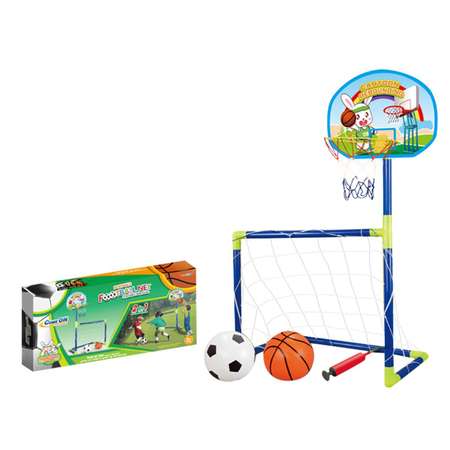 Игровой набор 2 в 1 SHARKTOYS с футбольными воротами и баскетбольным кольцом