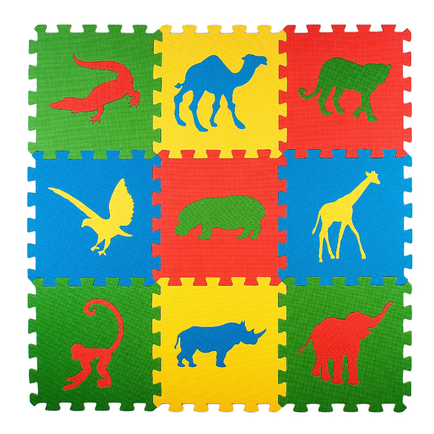 Развивающий детский коврик Eco cover игровой для ползания мягкий пол Сафари 33х33 - фото 1