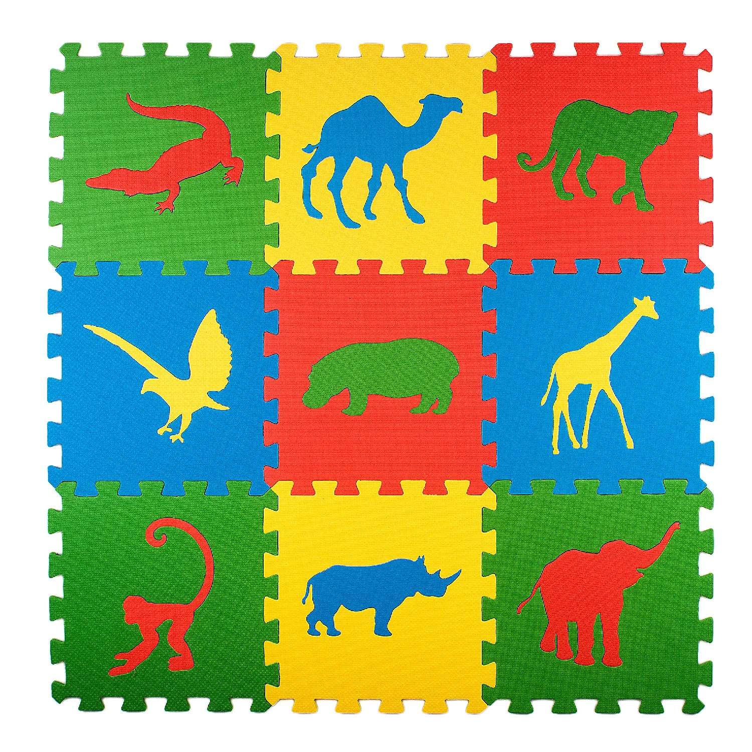 Развивающий детский коврик Eco cover игровой для ползания мягкий пол Сафари 33х33 - фото 1