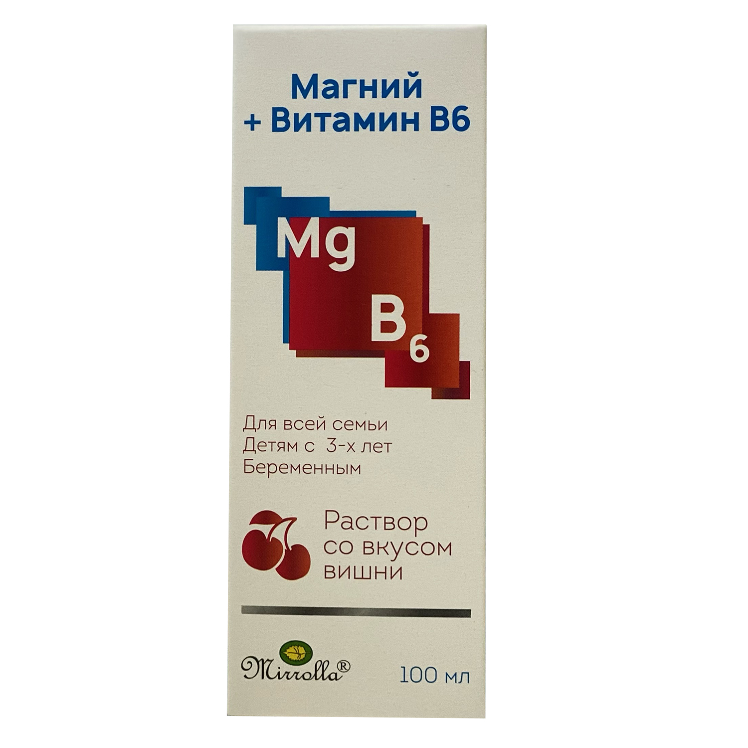 Биологически активная добавка Mirrolla Магний В6 вишня 100мл - фото 1