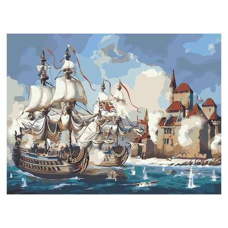 Картина по номерам Рыжий кот Морское сражение у крепости Х-6616