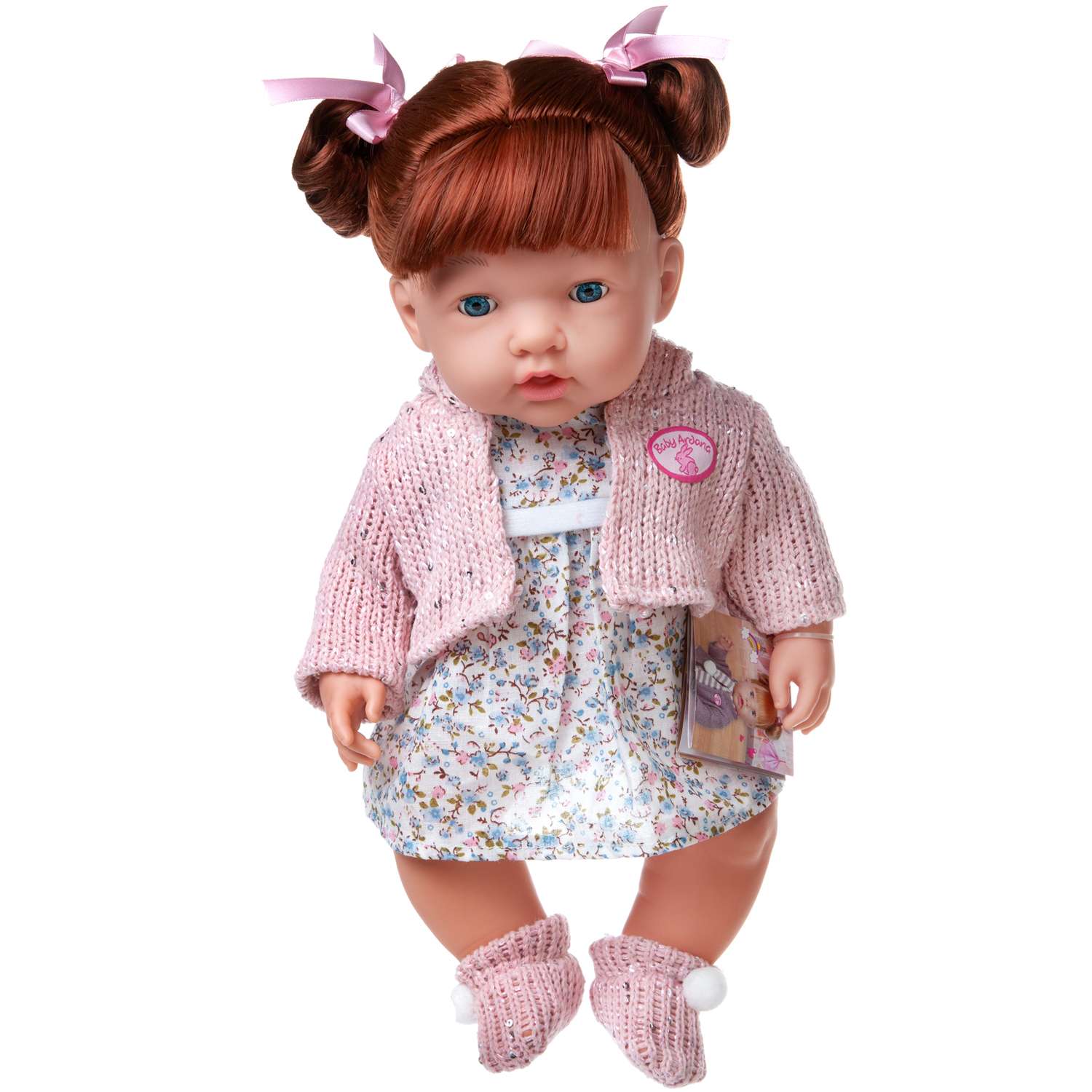 Кукла-пупс ABTOYS Baby Ardana в платье и розовой кофточке с капюшоном в наборе с аксессуарами в коробке 40см WJ-C0019 - фото 2