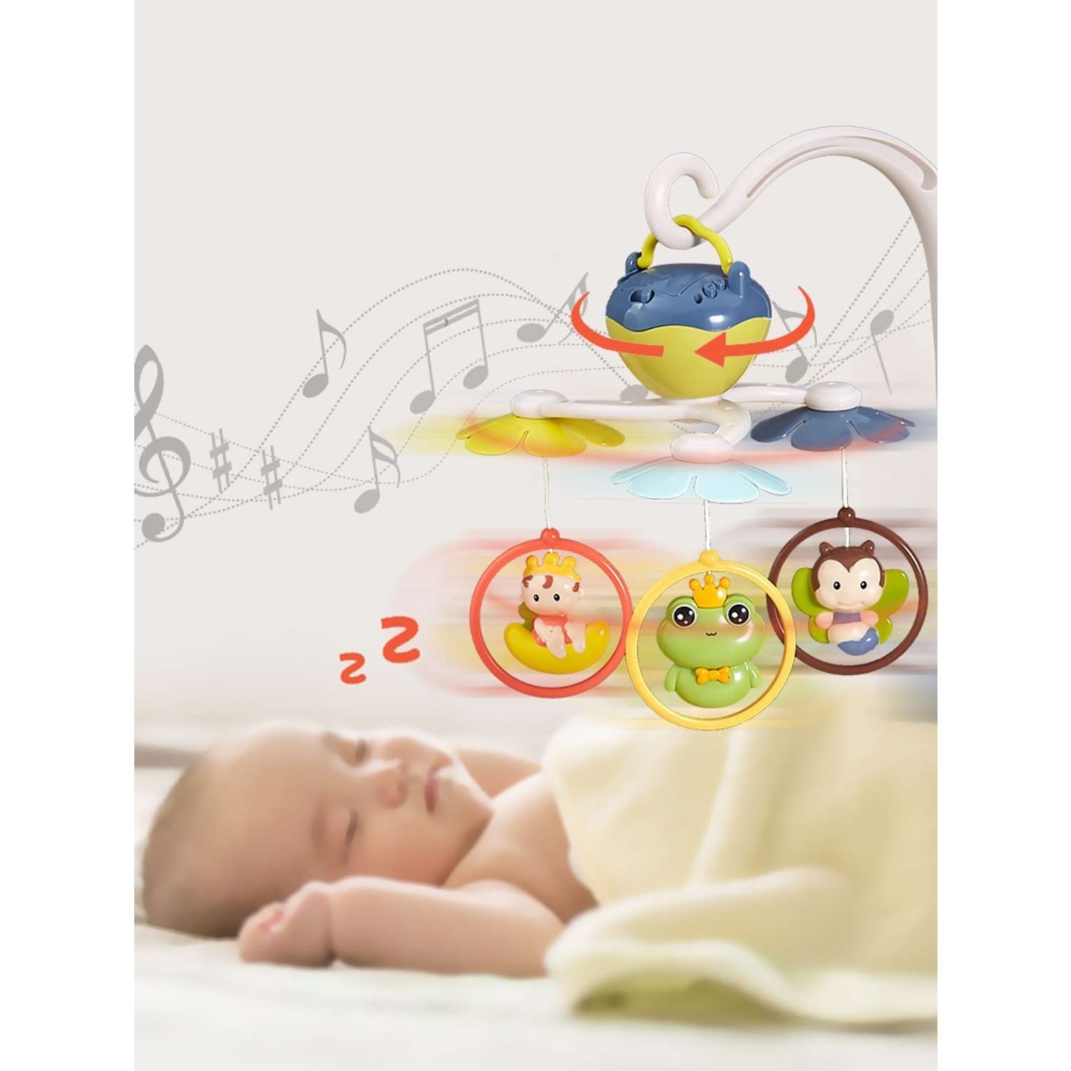 Музыкальный мобиль SHARKTOYS карусель для ребенка 18 песен 3 игрушки - фото 4