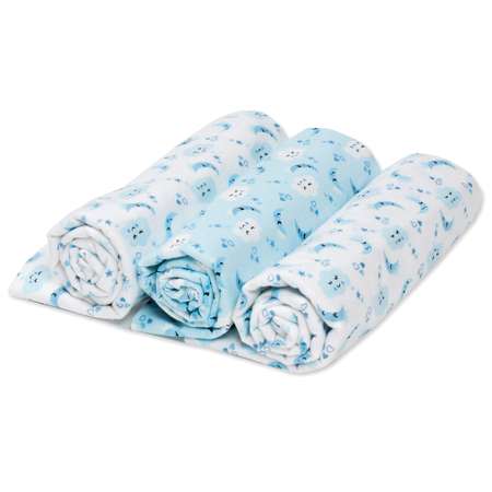 Пеленки фланелевые Чудо-чадо для новорожденных «ЗасыпайКа» 90х120см голубой 3 шт