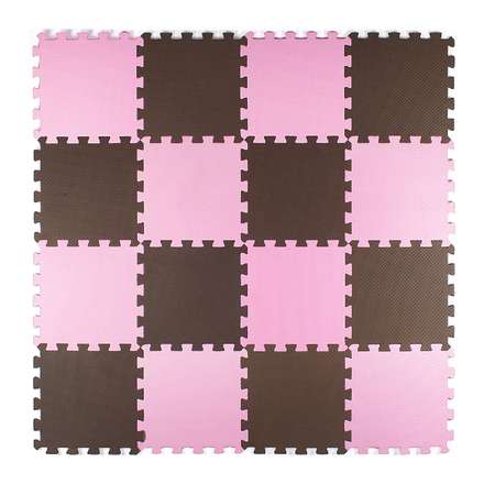 Развивающий детский коврик Eco cover игровой для ползания мягкий пол розово-коричневый 25х25