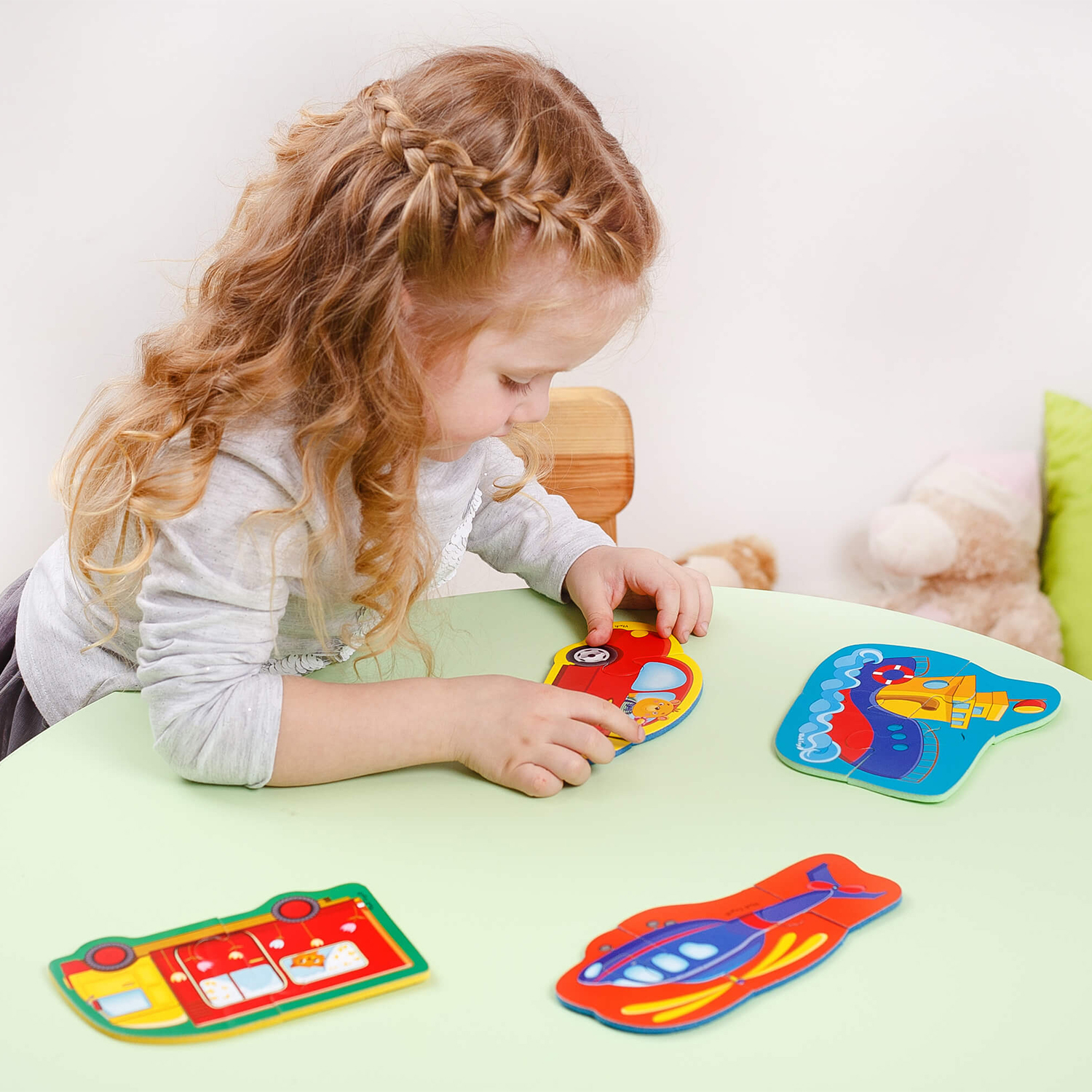 Пазл Vladi Toys мягкие Baby puzzle Транспорт 4 картинки - фото 2