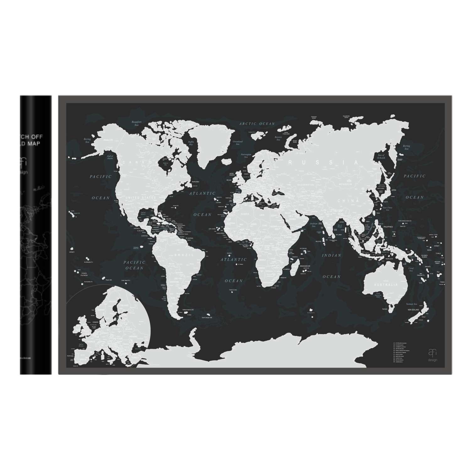 Скретч-карта мира Afi Design Black A1 - 84 х 60 см - фото 1