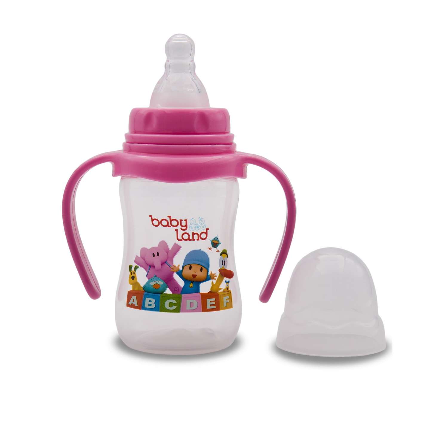 Бутылочка для кормления Baby Land с ручками 150мл и силиконовой соской Air System розовый - фото 3