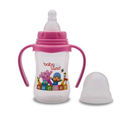 Бутылочка для кормления Baby Land с ручками 150мл и силиконовой соской Air System розовый