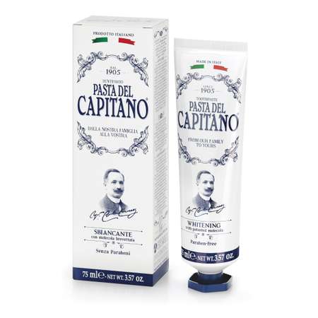Зубная паста Pasta del Capitano 1905 Отбеливающая с запатентованной молекулой 75 мл
