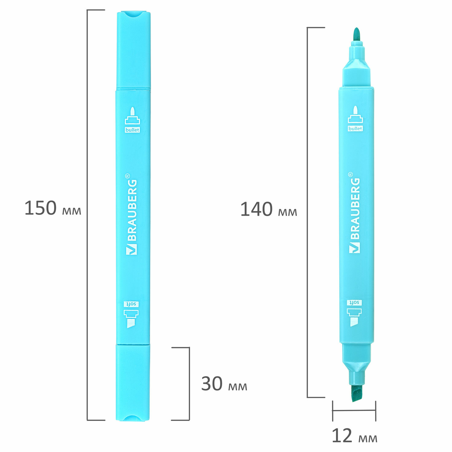 Текстовыделители Brauberg пастельные двусторонние набор 6 цветов - фото 13