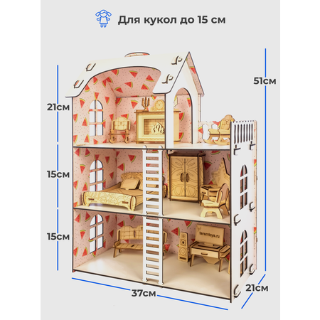 Домик для кукол Teremtoys с мебелью