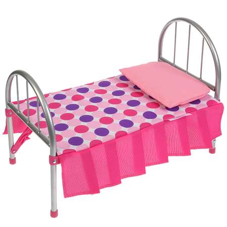 Кроватка для кукол Карапуз металлическая с подушкой и матрасом 271967