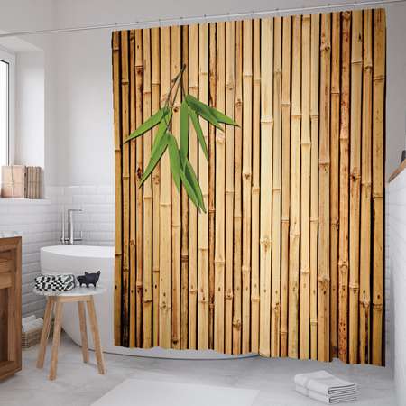 Шторка для ванной 180x200 см JoyArty Листья бамбука