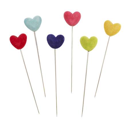 Булавки Astra Craft корсажные декоративные для квилтинга скрапбукинга с цветными сердечками 6 шт
