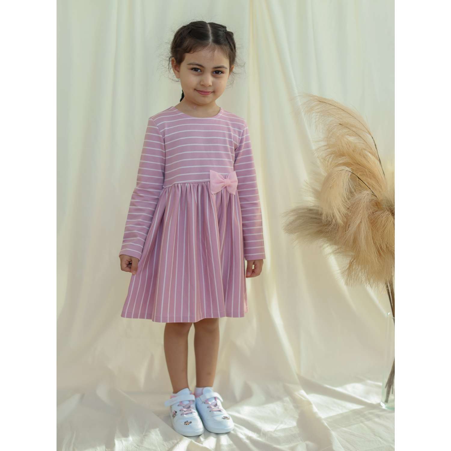 Платье Little Star 30931-розовый полоски фут - фото 1