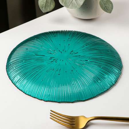 Тарелка Sima-Land стеклянная «Фейерверк» d=20 5 см цвет изумрудный