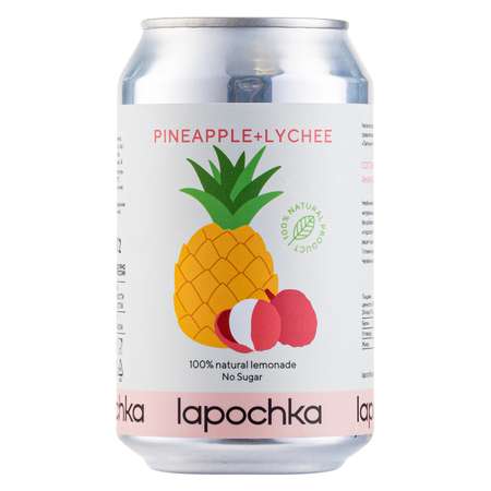 Натуральный лимонад Lapochka без сахара (Pineapple + Lychee) 0.33л 20 штук